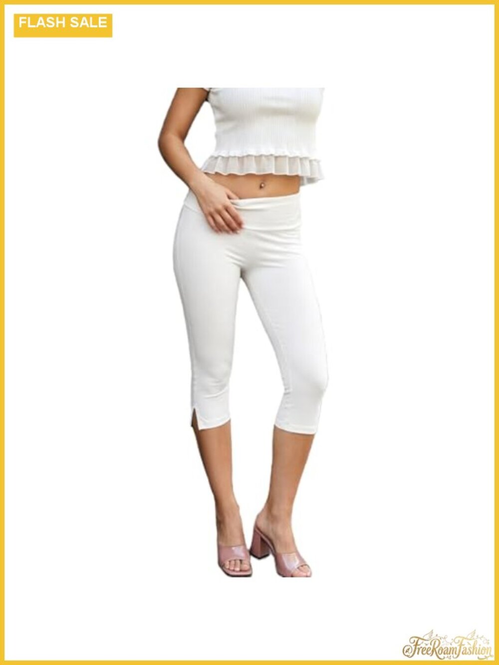 Capri Leggings 95% Elastane 5% Cotton Low Rise Cropped Yoga Pants